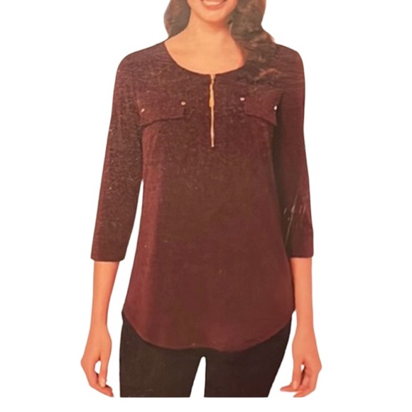 Ellen Tracy burgundy blouse - Picture 2 of 6